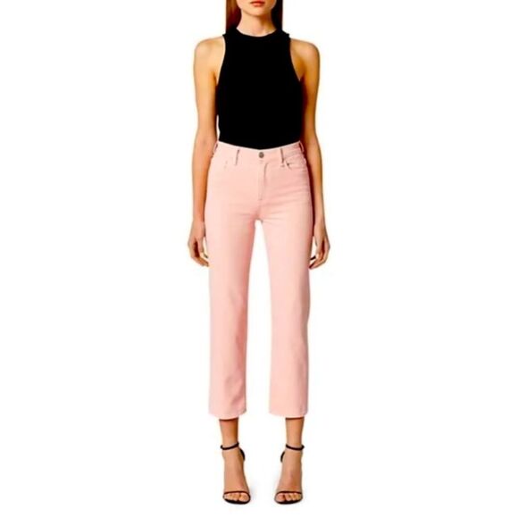 HUDSON Soft Pink Remi Straight Cropped Denim Jeans - Picture 1 of 7